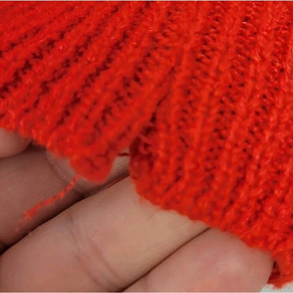 Vintage Billie Jo Orange Open Work Cropped Pullover Sweater - Picture 6 of 6